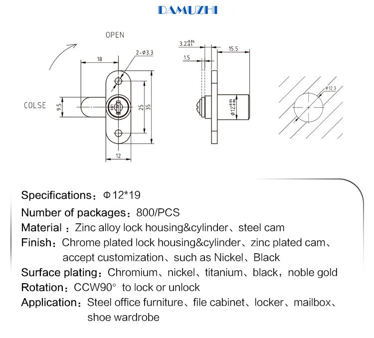 Cam Lock Supply File Cabinet Mailbox Lock Drawer Lock